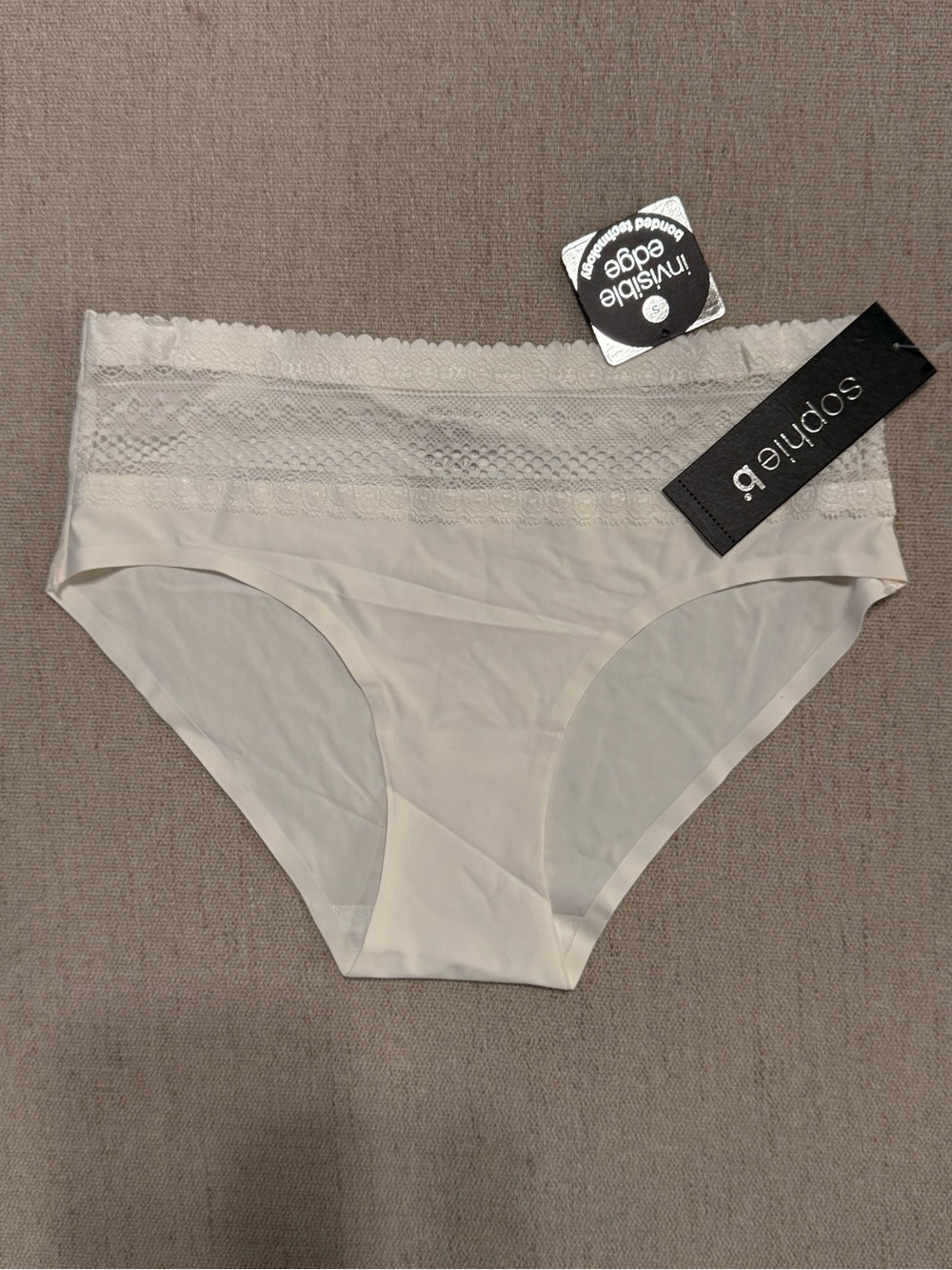 Sophie b Intimates Lace Trim Seamless Brief Panties Ivory Size S NWT